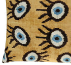 Canvello Handmade Luxury Handmade Velvet Silk Evil Eye Throw Pillow With Down Insert Canvello