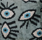Canvello Handmade Luxury Handmade Velvet Silk Evil Eye Throw Pillow With Down Insert Canvello