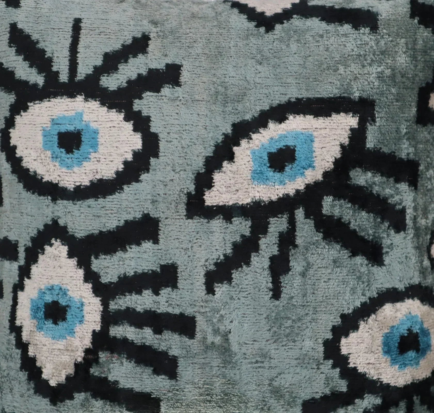 Canvello Handmade Luxury Handmade Velvet Silk Evil Eye Throw Pillow With Down Insert Canvello