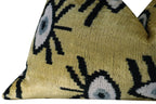 Canvello Handmade Luxury Handmade Velvet Silk Evil Eye Throw Pillow With Down Insert Canvello
