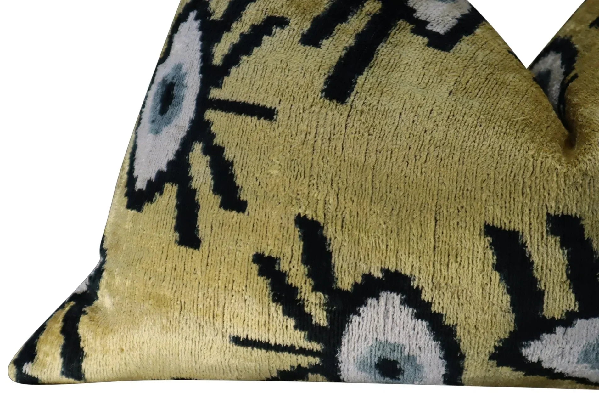 Canvello Handmade Luxury Handmade Velvet Silk Evil Eye Throw Pillow With Down Insert Canvello