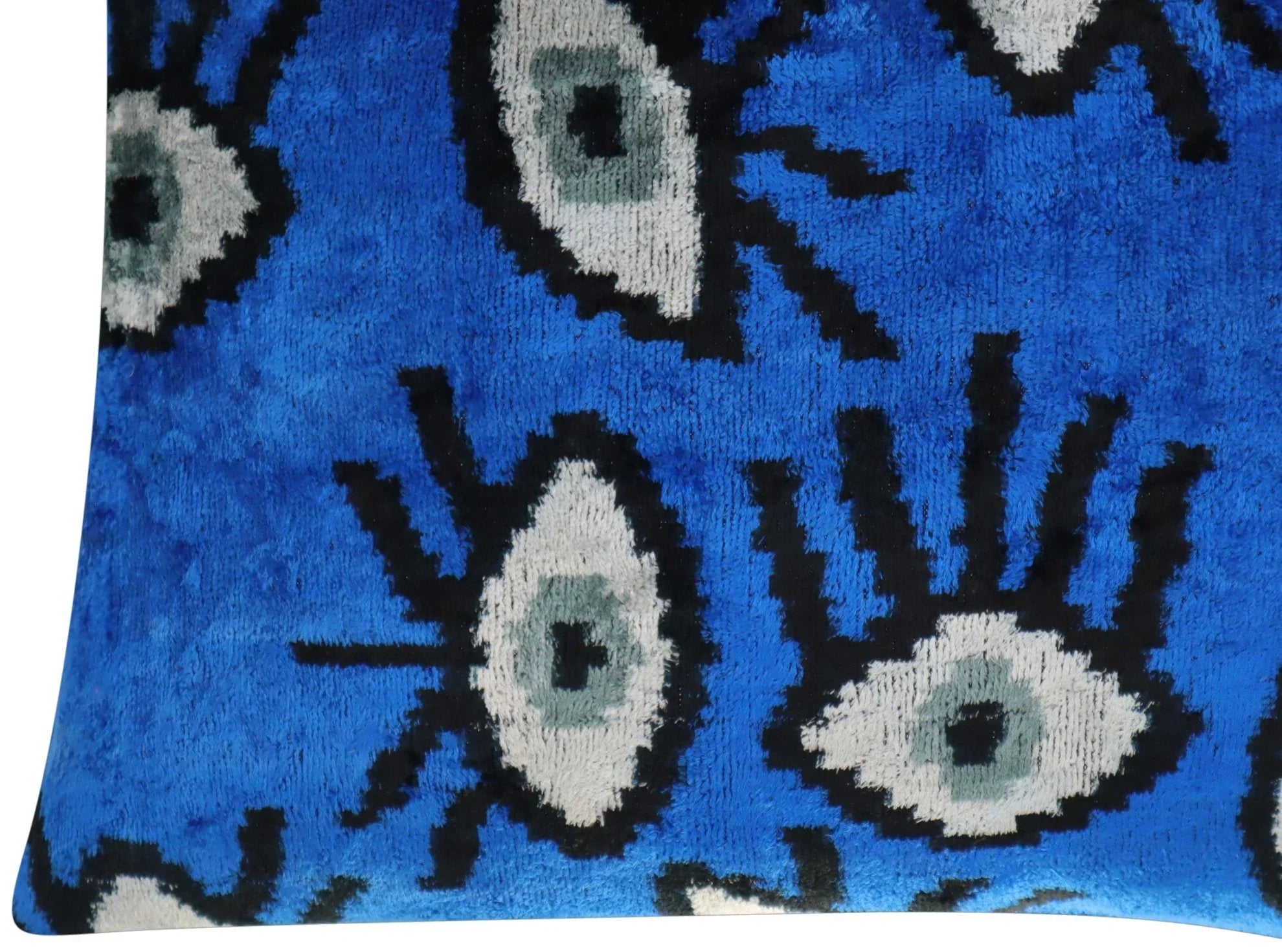 Canvello Handmade Luxury Handmade Velvet Silk Evil Eye Throw Pillow with Down Insert, top view - House Of Avana
