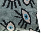 Canvello Handmade Luxury Handmade Velvet Silk Evil Eye Throw Pillow With Down Insert Canvello