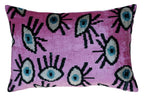 Canvello Handmade Luxury Handmade Velvet Silk Evil Eye Throw Pillow With Down Insert Canvello