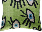 Canvello Handmade Luxury Handmade Velvet Silk Evil Eye Throw Pillow With Down Insert Canvello