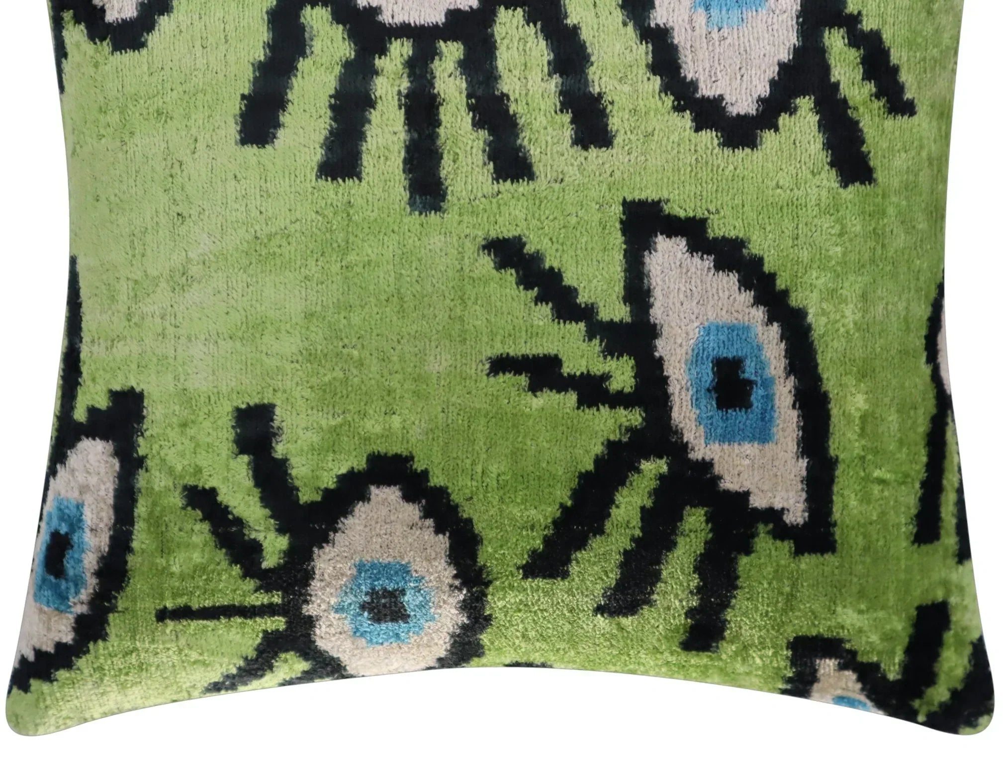 Canvello Handmade Luxury Handmade Velvet Silk Evil Eye Throw Pillow With Down Insert Canvello