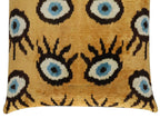 Canvello Handmade Luxury Handmade Velvet Silk Evil Eye Throw Pillow With Down Insert Canvello
