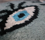 Canvello Handmade Luxury Handmade Velvet Silk Evil Eye Throw Pillow With Down Insert Canvello