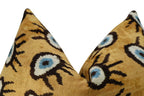 Canvello Handmade Luxury Handmade Velvet Silk Evil Eye Throw Pillow With Down Insert Canvello