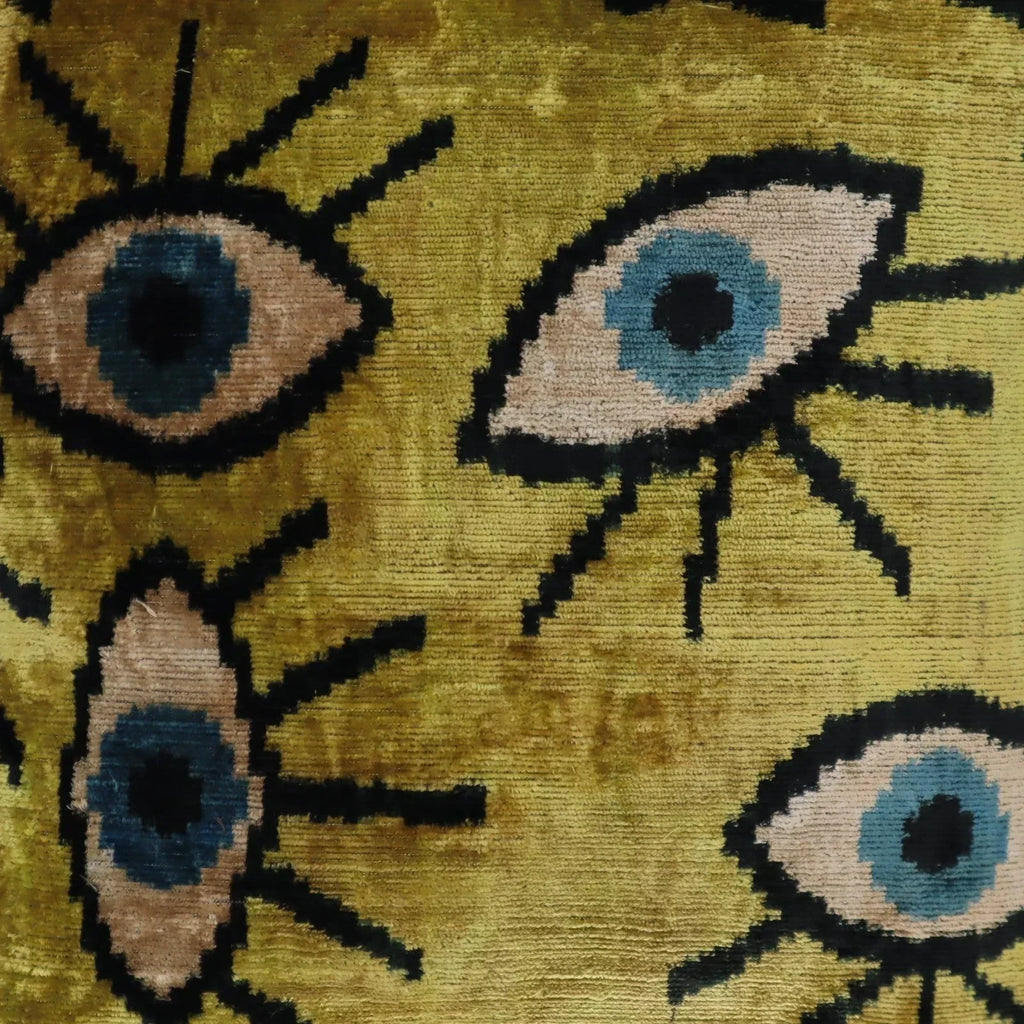 Canvello Handmade Luxury Handmade Velvet Silk Evil Eye Throw Pillow With Down Insert Canvello