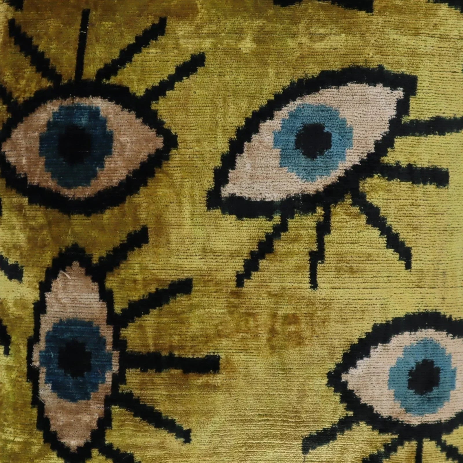 Canvello Handmade Luxury Handmade Velvet Silk Evil Eye Throw Pillow With Down Insert Canvello