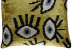 Canvello Handmade Luxury Handmade Velvet Silk Evil Eye Throw Pillow With Down Insert Canvello