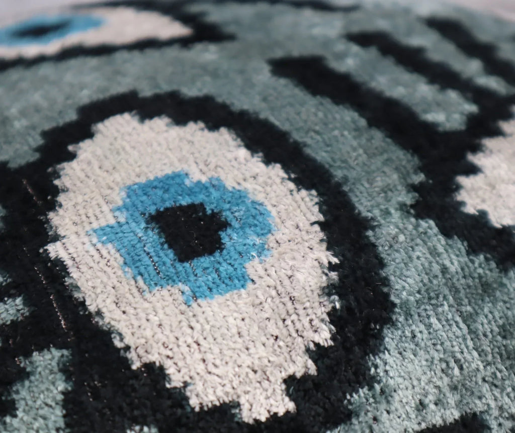 Canvello Handmade Luxury Handmade Velvet Silk Evil Eye Throw Pillow With Down Insert Canvello