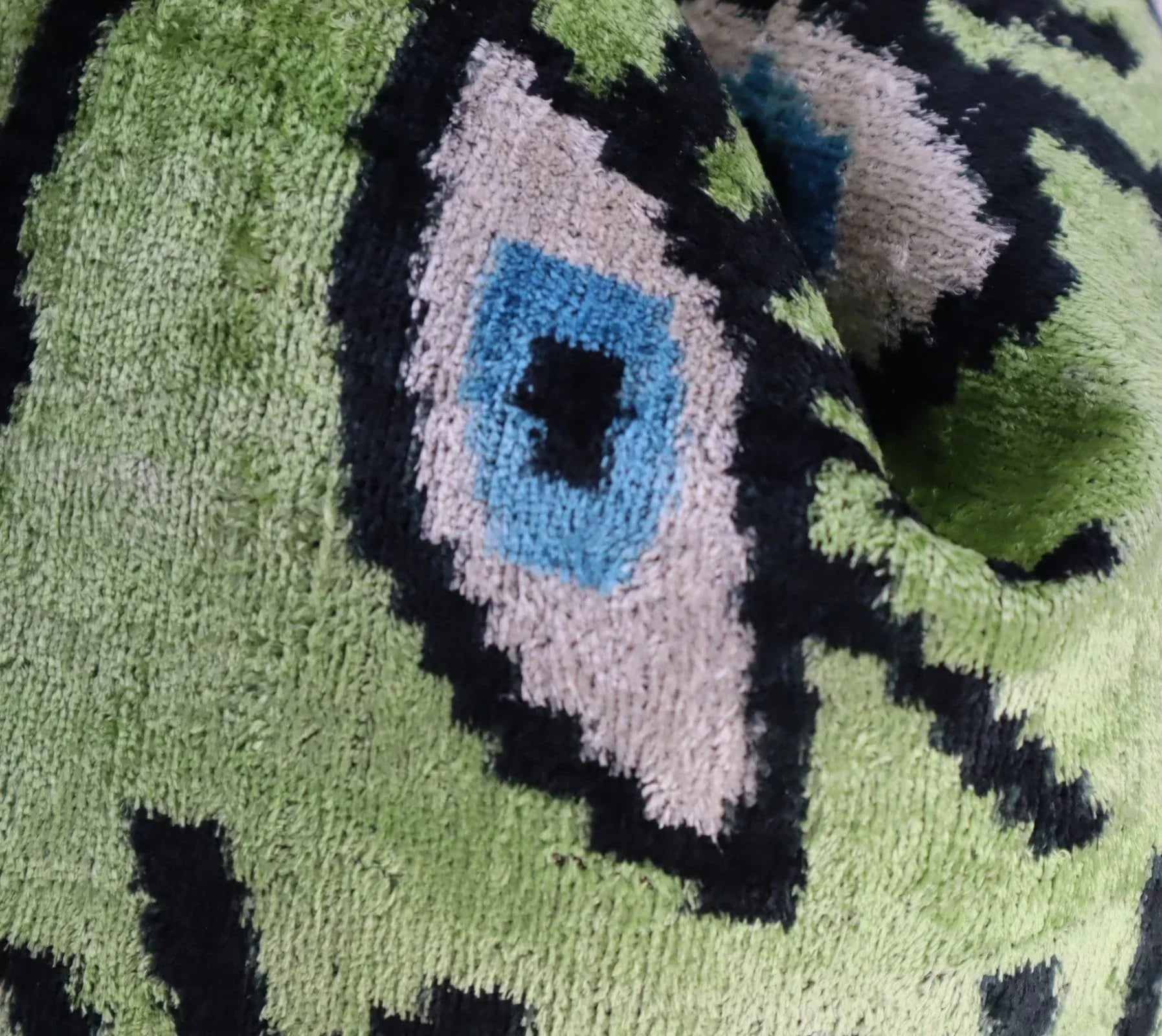 Canvello Handmade Luxury Handmade Velvet Silk Evil Eye Throw Pillow With Down Insert Canvello