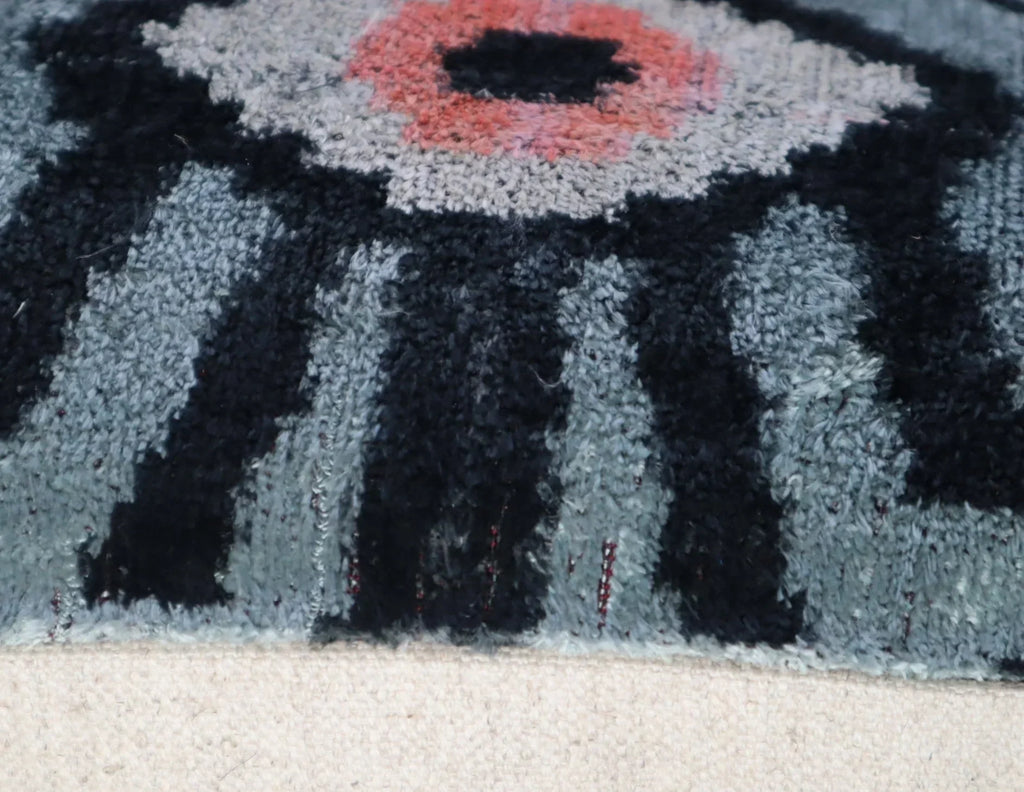 Canvello Handmade Luxury Handmade Velvet Silk Evil Eye Throw Pillow With Down Insert Canvello