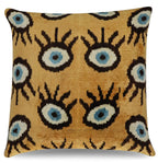 Canvello Handmade Luxury Handmade Velvet Silk Evil Eye Throw Pillow With Down Insert Canvello