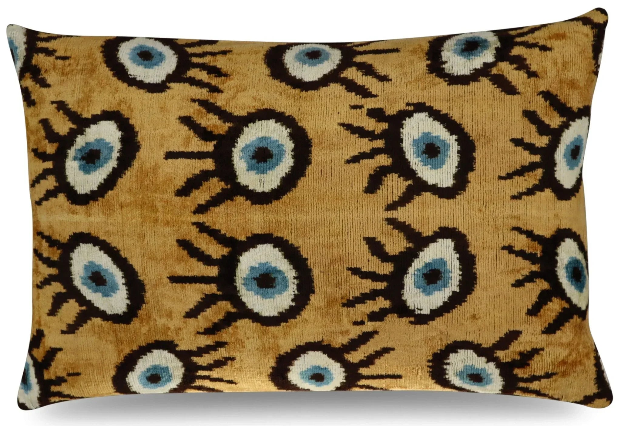 Canvello Handmade Luxury Handmade Velvet Silk Evil Eye Throw Pillow With Down Insert Canvello