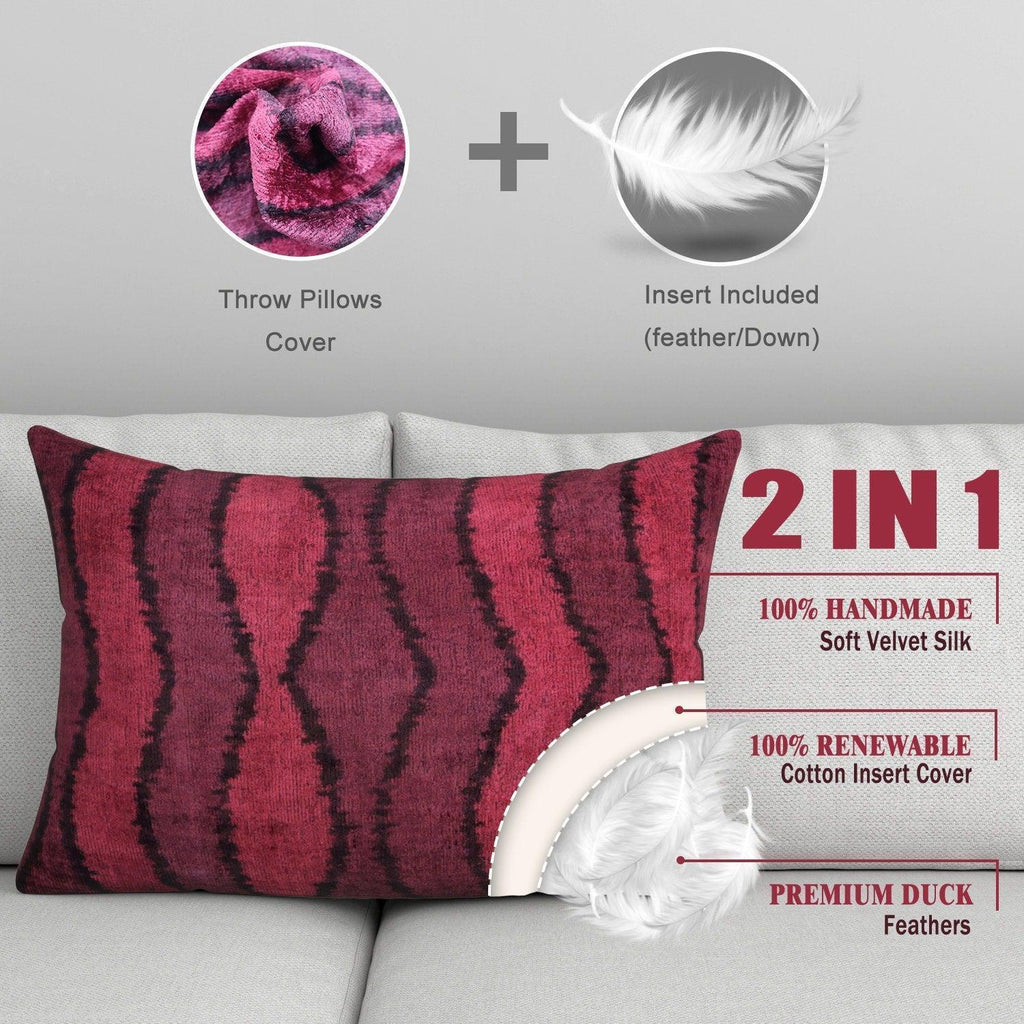 Canvello Handmade Luxury Pink Throw Pillow with Down Insert - 16x24 in Canvello
