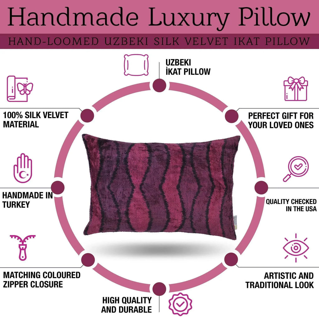 Canvello Handmade Luxury Pink Throw Pillow with Down Insert - 16x24 in Canvello