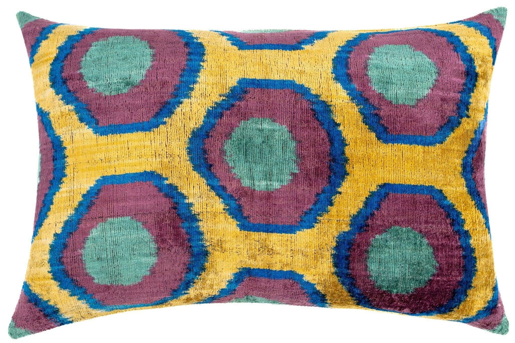 Canvello Handmade Luxury Purple Gold Green Decorative Pillow Cover & Premium Down Feather Insert Soft Velvet Silk Throw Cushion 16x24 in Canvello