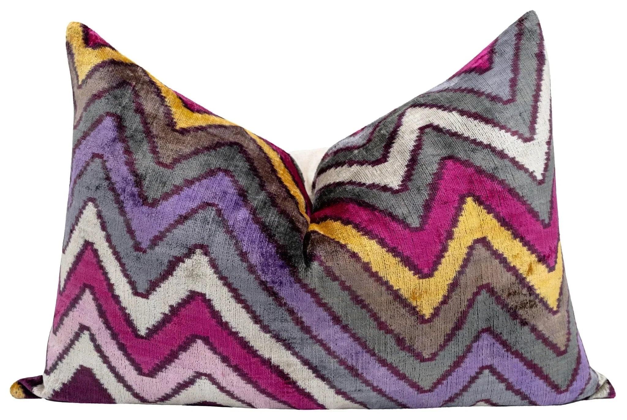 Canvello Handmade Luxury Purple Gray Chervon Decorative Pillow Cover & Premium Down Feather Insert Soft Velvet Silk Throw Cushion 16x24 in Canvello