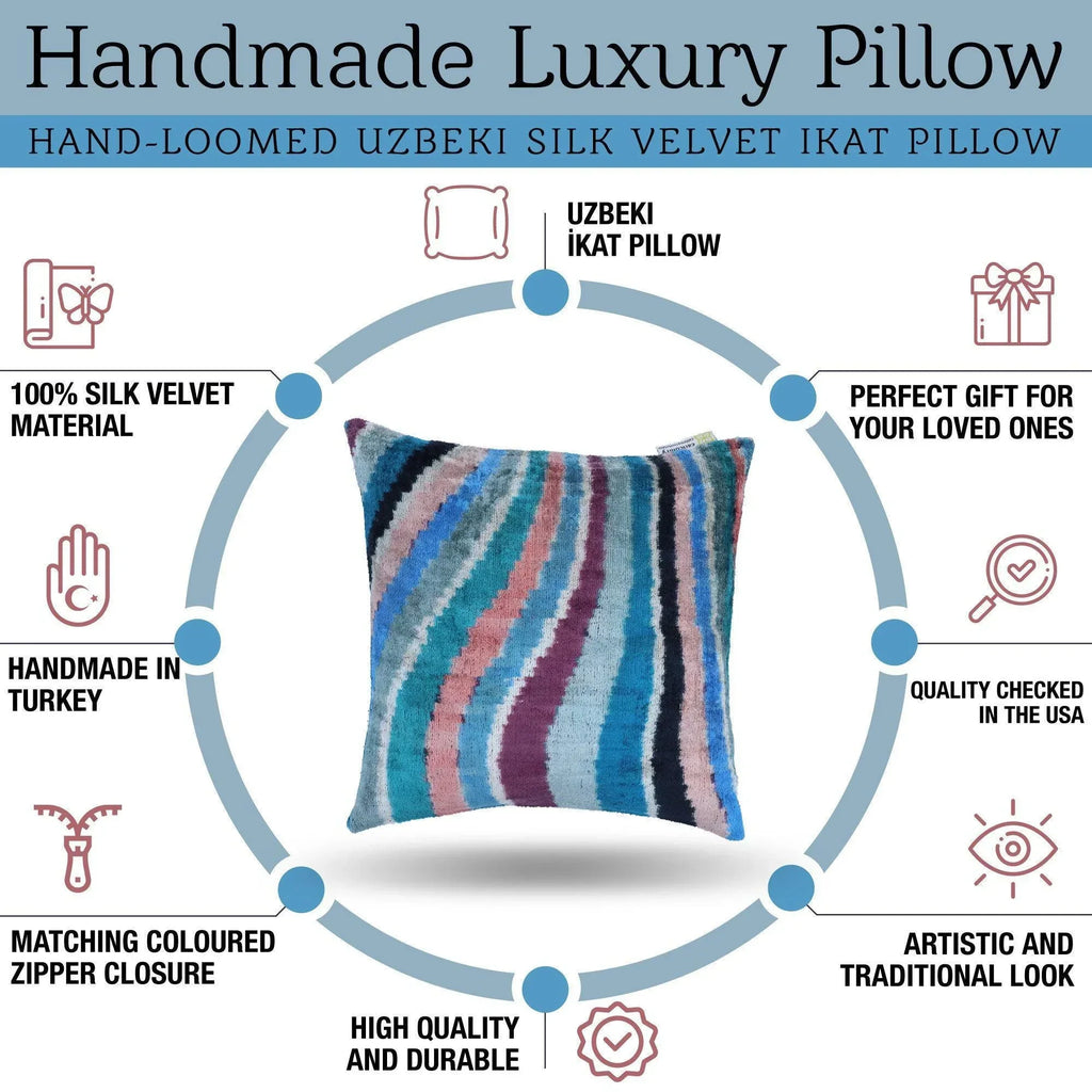 Canvello Handmade Luxury Rainbow Pillow with Down Insert, side view - House Of Avana