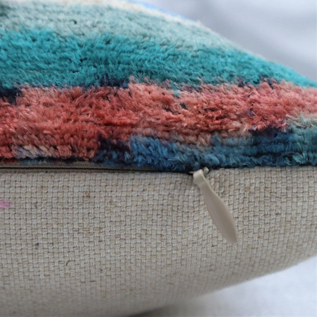 Canvello Handmade Luxury Rainbow Pillow with Down Insert, angled view - House Of Avana