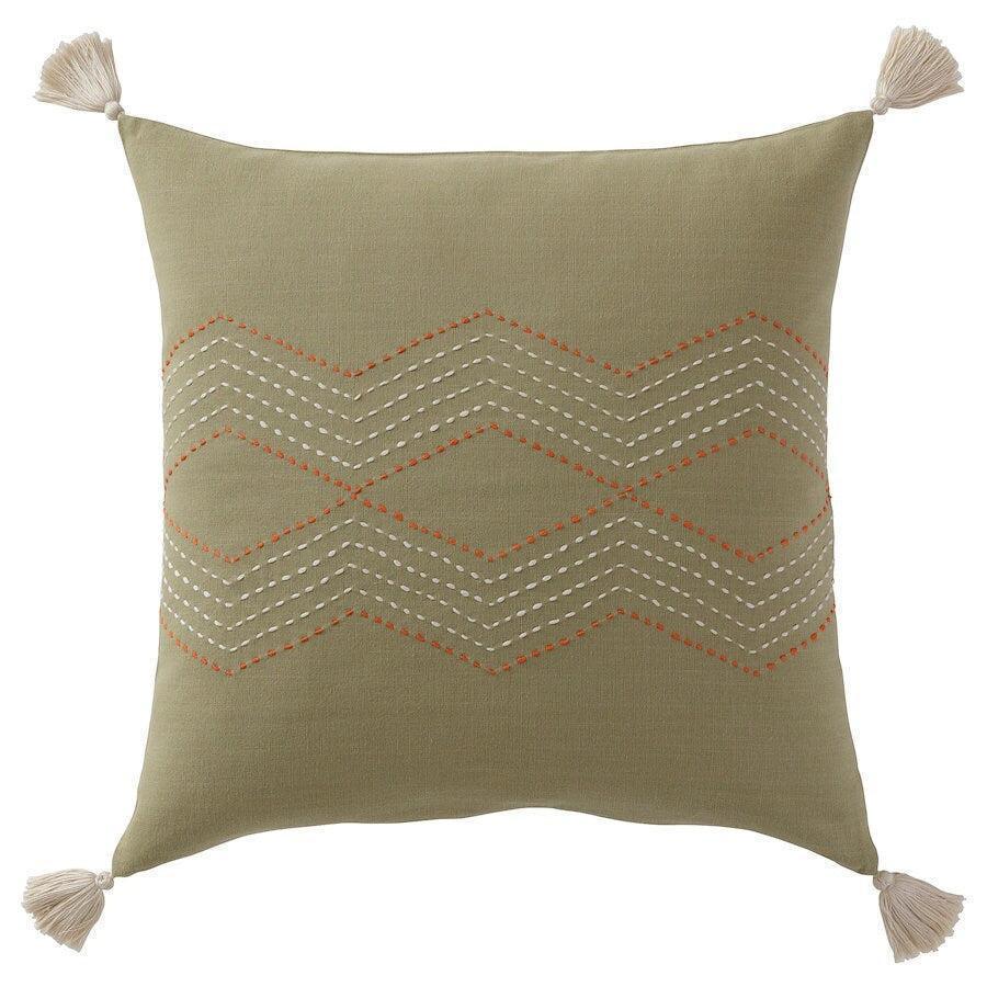 Canvello Handmade Olive Green Throw Pillow | 20 x20 in Canvello