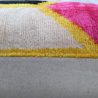 Canvello Handmade Pink Black Velvet Throw Pillow with Down Insert - 16x24, close-up view - House Of Avana