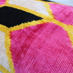 Canvello Handmade Pink Black Velvet Throw Pillow with Down Insert - 16x24, detail shot - House Of Avana