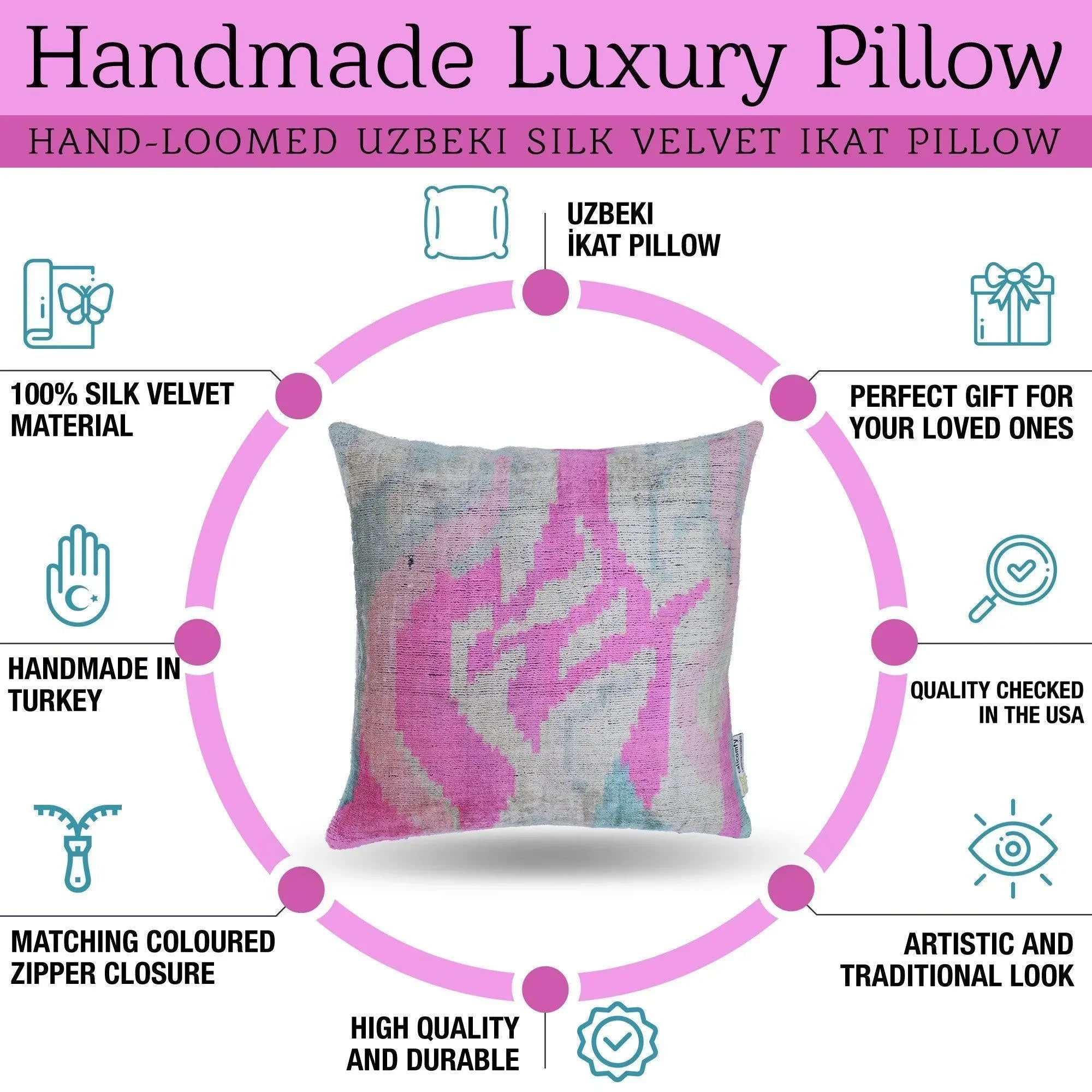 Canvello Handmade Pink Decorative Pillows - 16x16 inch Canvello