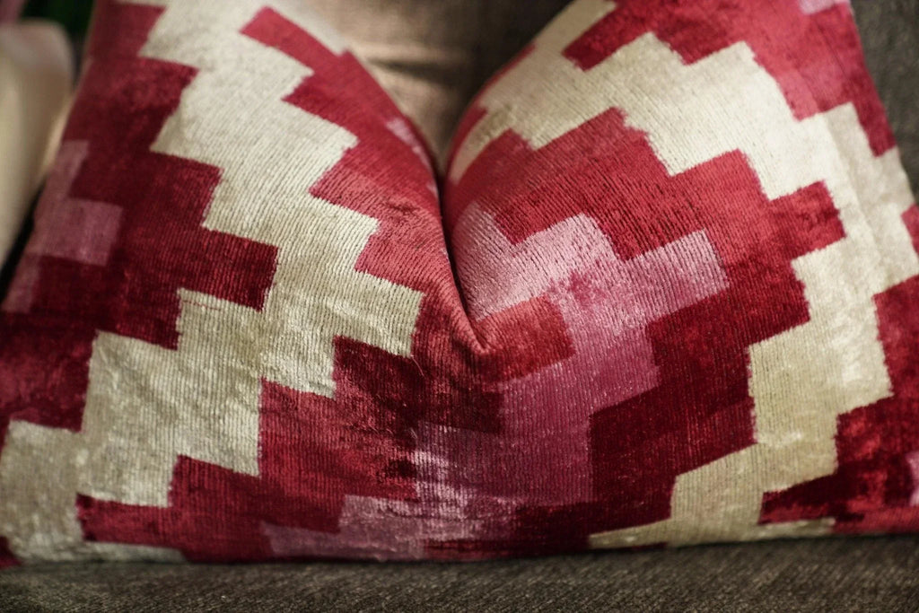 Canvello Handmade Pink Red Throw Pillows For Couch - 16x24 in Canvello