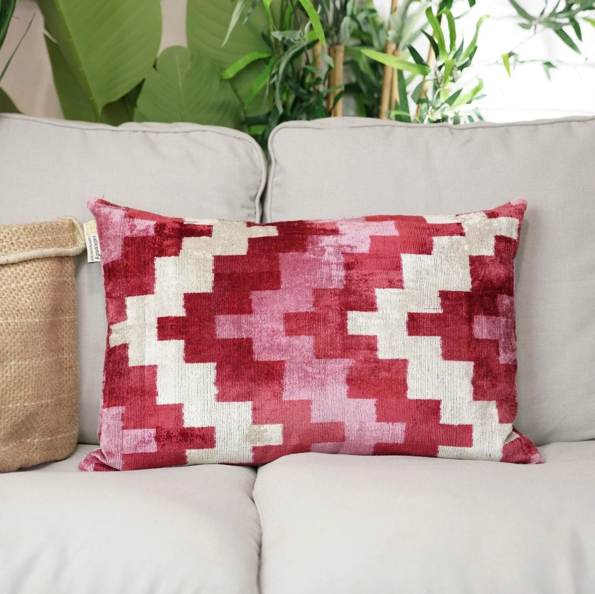 Canvello Handmade Pink Red Throw Pillows For Couch - 16x24 in Canvello