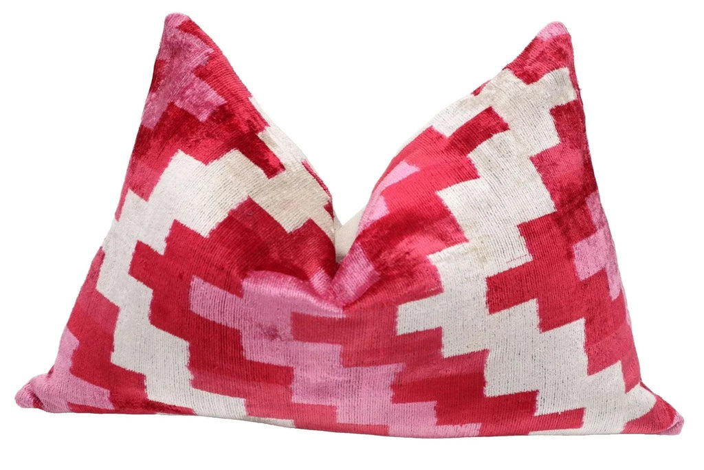 Canvello Handmade Pink Red Throw Pillows For Couch - 16x24 in Canvello
