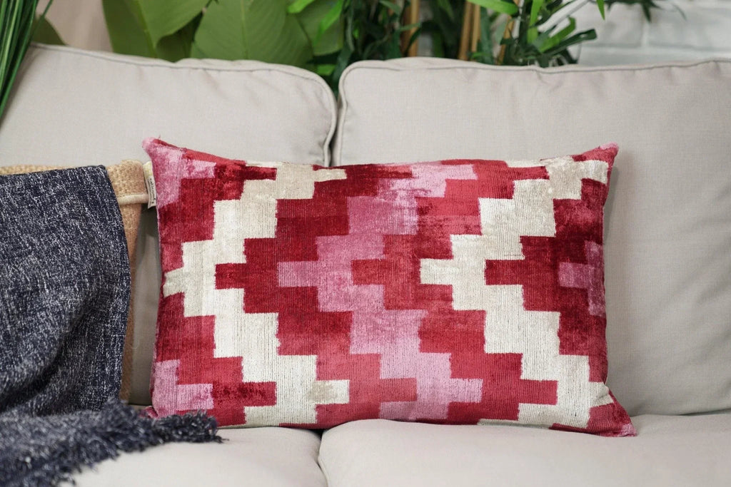Canvello Handmade Pink Red Throw Pillows For Couch - 16x24 in Canvello
