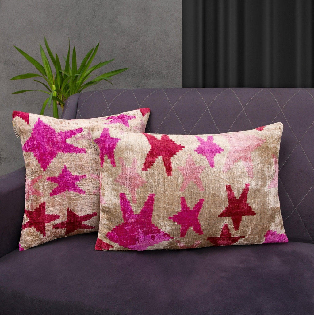 Canvello Handmade Pink Throw Pillow For Sofa | Set of 2 |18x18 |16x24 in Canvello