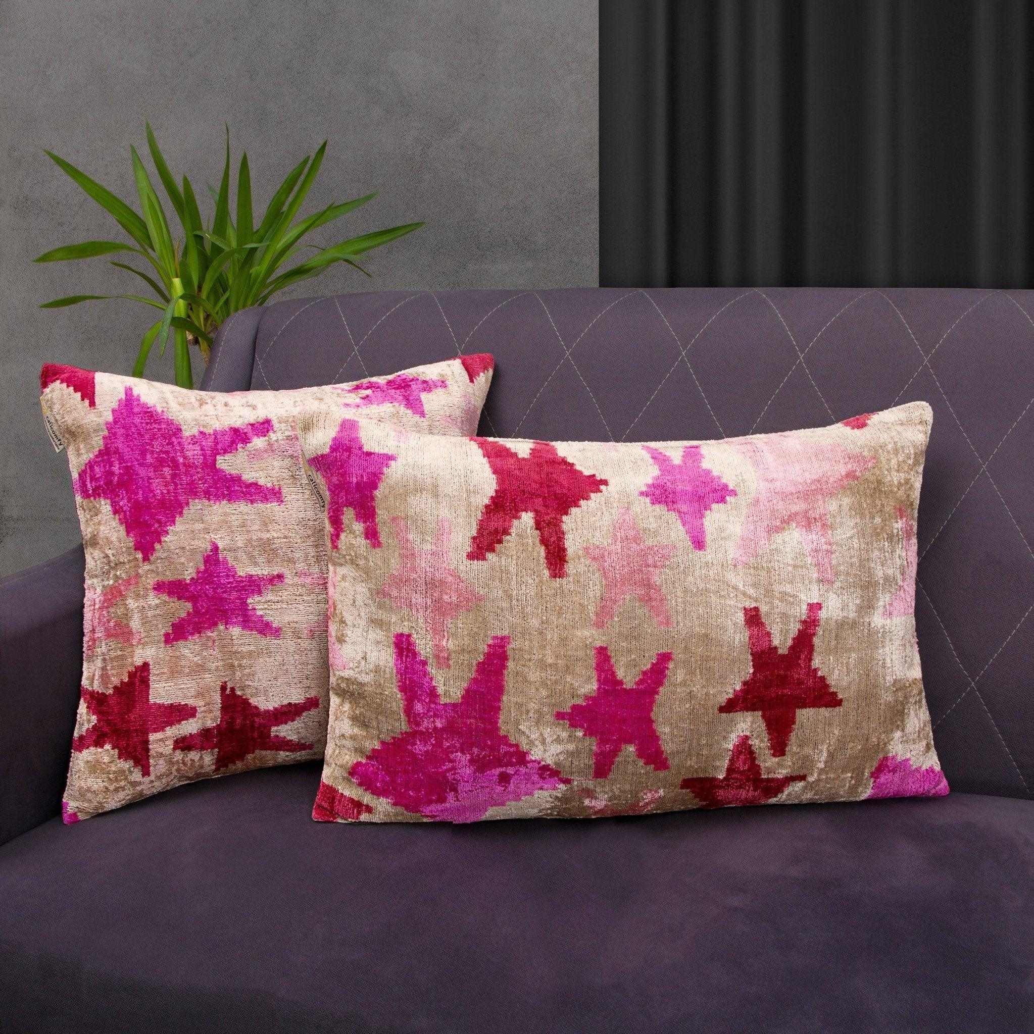 Canvello Handmade Pink Throw Pillow For Sofa | Set of 2 |18x18 |16x24 in Canvello