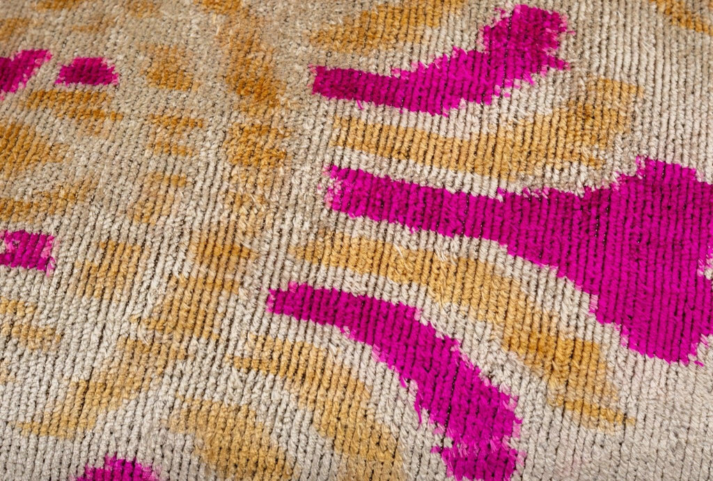 Canvello Handmade Pink and Gold Floral Design Throw Pillow - 16x16 inch, Silk Velvet, Vegetable Dyed with Premium Down Feather Insert Canvello