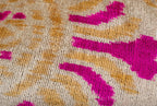 Canvello Handmade Pink and Gold Floral Design Throw Pillow - 16x16 inch, Silk Velvet, Vegetable Dyed with Premium Down Feather Insert Canvello