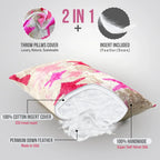 Canvello Handmade Pink start Throw Pillow with Down Insert - 18 x 18 in Canvello