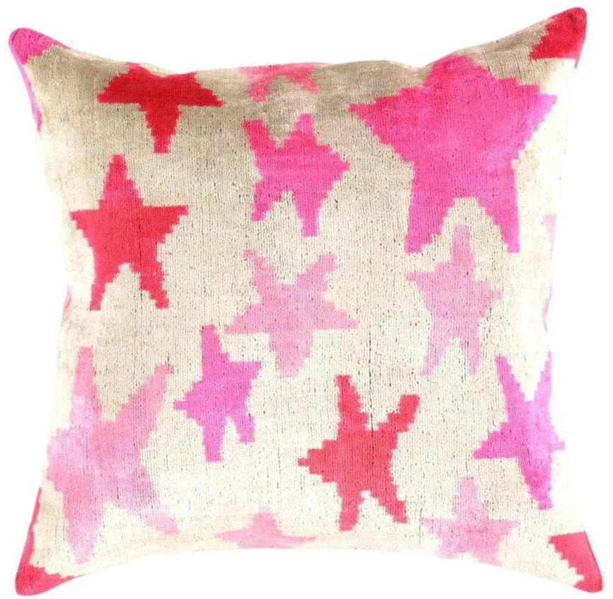 Canvello Handmade Pink start Throw Pillow with Down Insert - 18 x 18 in Canvello