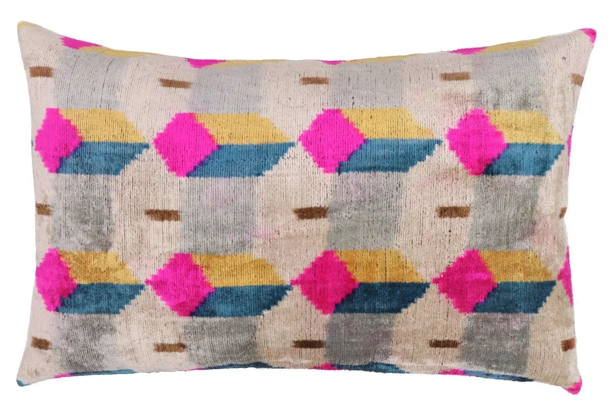 Canvello Handmade PinkGray Geometic Throw Pillow - 16x24 in Canvello