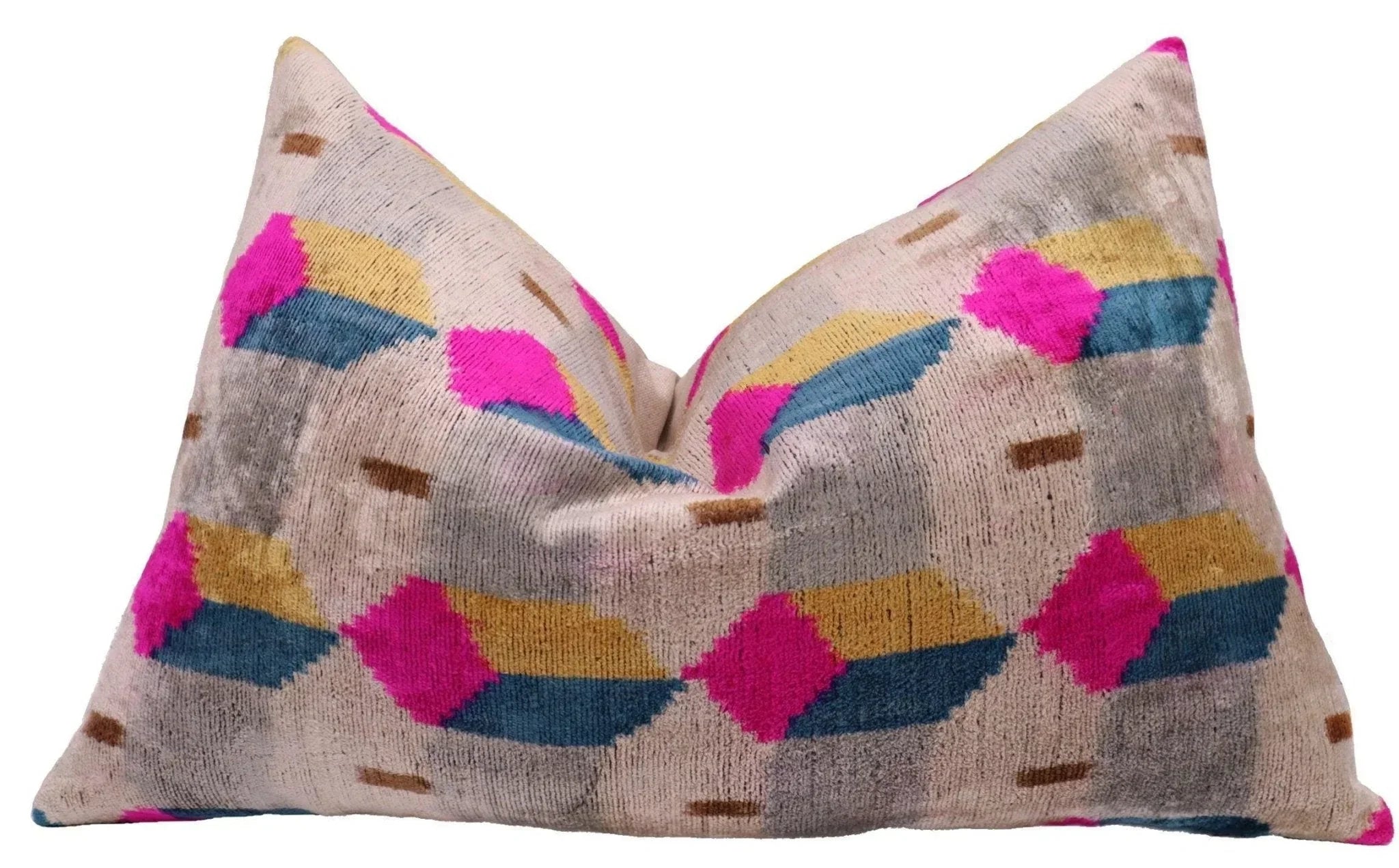 Canvello Handmade PinkGray Geometic Throw Pillow - 16x24 in Canvello