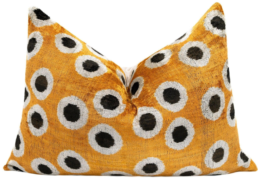 Canvello Handmade Polka Dot Velvet Throw Pillow in Mustard Yellow - Perfect for Modern and Eclectic... - House Of Avana