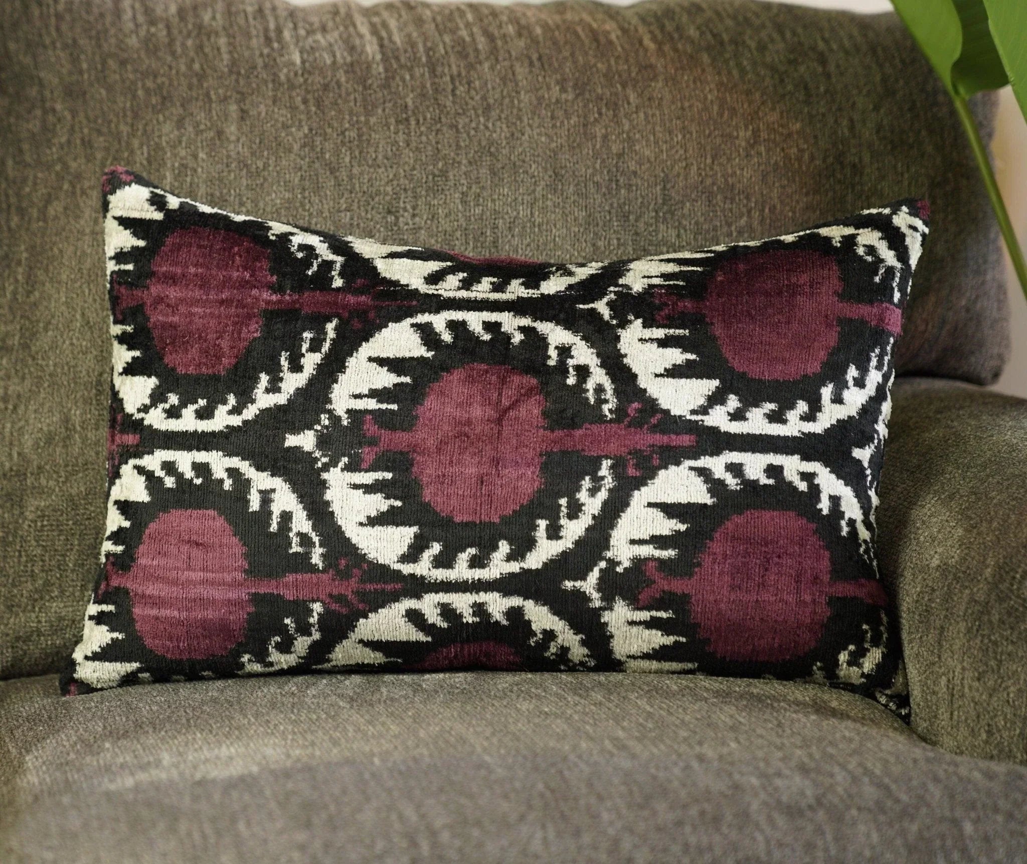 Canvello Handmade Purple Pomegranate Lumbar Pillow For Couch - 16x24 in Canvello