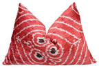 Canvello Handmade Red Brown Floral Throw Pillow with Down Insert -16"X24" Canvello