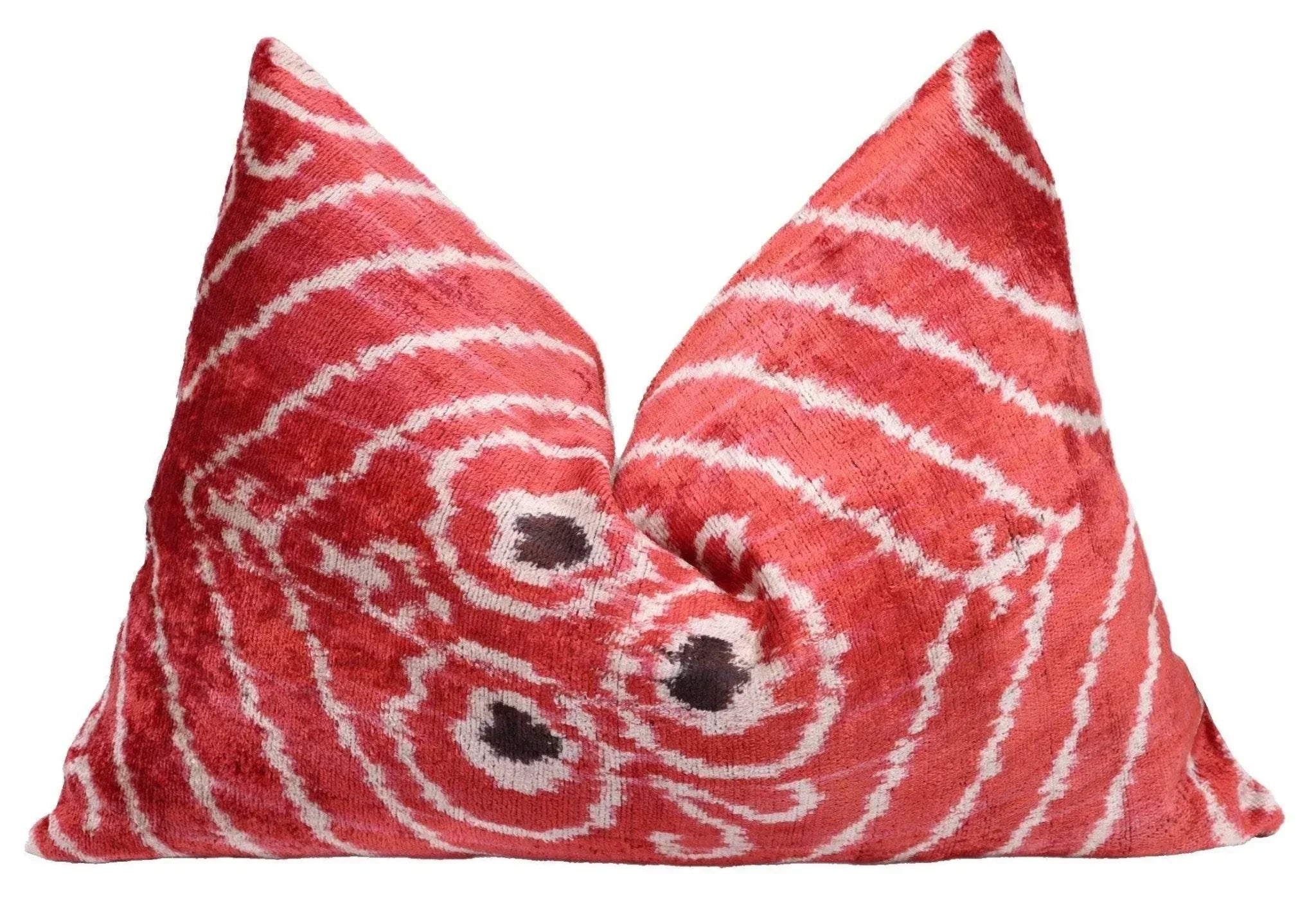 Canvello Handmade Red Brown Floral Throw Pillow with Down Insert -16"X24" Canvello