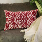 Canvello Handmade Red Super Soft Pillow with Down Insert- 16"x24", back view - House Of Avana