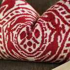 Canvello Handmade Red Super Soft Pillow with Down Insert- 16"x24", detail shot - House Of Avana