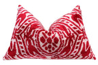 Canvello Handmade Red Super Soft Pillow with Down Insert- 16"x24", front view - House Of Avana